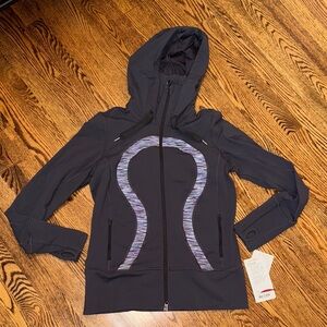 Lululemon Athletica Stride Grey Purple Space Dye Zip Front Hood Athletic Jacket